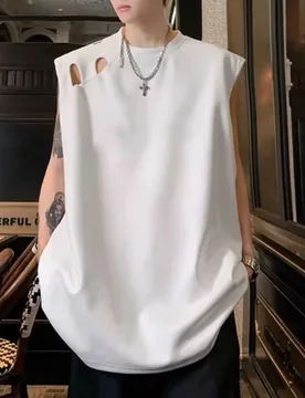 Mens Vest Ripped Sports Breathable Tank Top Fashion Streetwear Personality Versatile Sleeveless Top Men'S Clothing Summer New - Aliexpress - FashionsVida