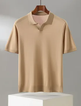 Summer 100 Lyocell Tencel Knitted Short Sleeve Men's Solid Color POLO Neck T-shirt with Half Sleeve Simple Casual Shirt - Aliexpress - FashionsVida
