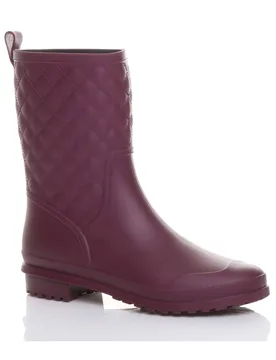 Women's Low Heel Waterproof Wellingtons Quilted Ankle Boots Wellies in Burgundy Size: 7 - Burgundy - Size: 7 - Ajvani - FashionsVida