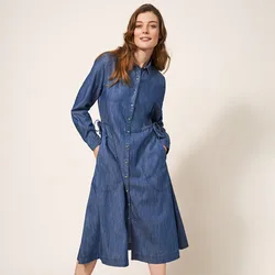 Organic Jade Cord Dress - Denim