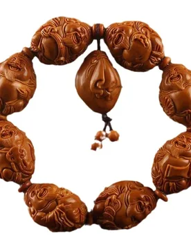 Olive pit carving of the Eight God of Wealth bracelet for men, hand-carved olive pit large seed chicken blood pit art craft - Aliexpress - FashionsVida