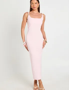 Womens Jersey Crepe Twist Strap Midaxi Dress - Pink - Size 16 Uk - Boohoo - FashionsVida