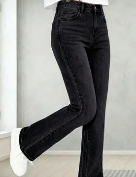 Jeans acampanados clásicos y versátiles, cómodos y elásticos para adolescentes - Shein - FashionsVida