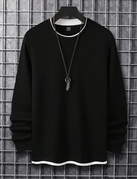 Camiseta de punto de gofre sólida para hombre, Camiseta de manga larga para hombre, Otoño L - Shein - FashionsVida