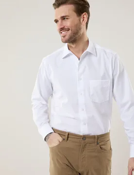 Bügelfreies Hemd mit Relax-Kragen, Regular Fit, Farbe Weiß, 41, reine, bügelfreie Baumwolle Relax-Kragen ohne Knopf Herren - Walbusch - FashionsVida