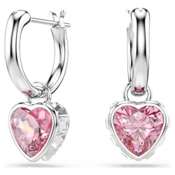 Orecchini pendenti Chroma, Cuore, Rosa, Placcato rodio OS
