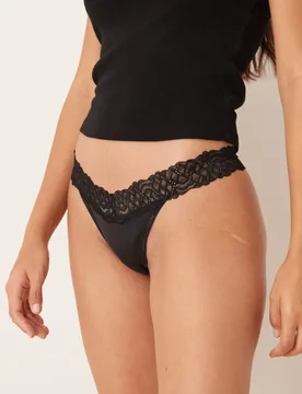 Womens Attraction Lace Detail Thong In Black - Size X-Large - Calvin Klein - FashionsVida