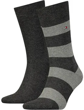 Pack de dos pares de calcetines de hombre cortos grises - Tommy Hilfiger - FashionsVida