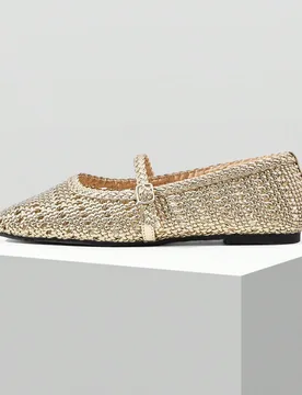 Zapatos planos exquisitamente tejidos y huecos para mujer, de moda y cómodos, con punta cuadrada y elegantes zapatos planos - Shein - FashionsVida