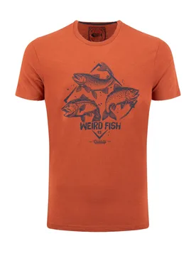 Weird Fish Jumping Fish Front Print Graphic T-Shirt Size L - men men all-mens men tshirts men tshirts graphic new-arrivals all new-arrivals mens offer - Maple Brown - FashionsVida
