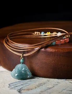 Handmade Blue Water Jadeite Buddha Necklace Original Cultural Play Nanhong Agate New Chinese Sweater Chain - Aliexpress - FashionsVida