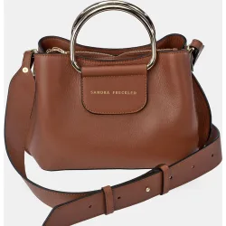 Bolso de mano con bandolera en piel color habana