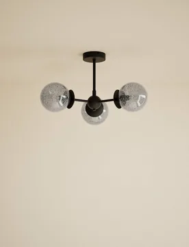 Sputnik Bubble Glass 3 Arm Flush Ceiling Light Black - M&S - FashionsVida