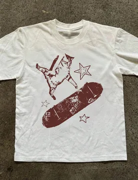Camiseta de mujer de manga corta con cuello redondo y estampado minimalista L - Shein - FashionsVida