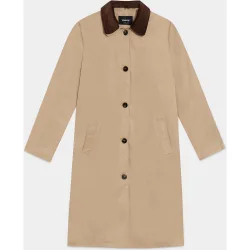Gabardina larga de mujer con cuello camisero