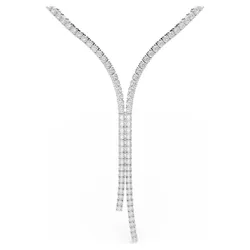 Collana a Y Matrix, Taglio Round, Bianco, Placcato rodio OS