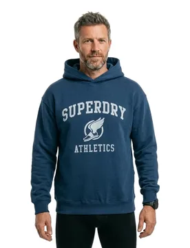 Felpa Con Cappuccio Vintage Ath Oversize Insigna Blue L - Superdry - FashionsVida