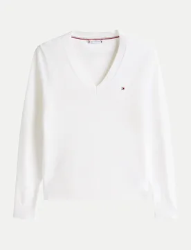 Heritage Pullover mit V-Ausschnitt Weiß S - Tommy hilfiger - FashionsVida