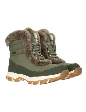 Ohio' Womens Short Snow Boots Thermal Proof Everyday Winter Shoes Olive - Size Uk 5 - Mountain Warehouse - FashionsVida