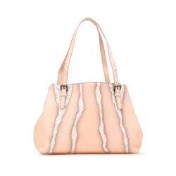Womens Woven Tote Bag - Peach Leather - One Size