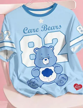Camiseta de manga corta de cuello redondo con estampado numérico y de oso, casual para mujer, de verano XL - Shein - FashionsVida