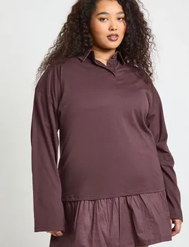 Womens Plus Frill Hem T-Shirt Dress - Chocolate - Size 18 Uk - Boohoo - FashionsVida