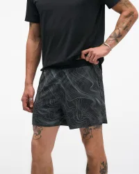 Men's Glide Shorts 5'' Brief in Black/White Prt, Size Medium