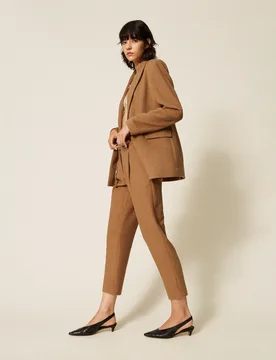 Pantalon en laine mélangée à chevrons - Actitude by Twinset - FashionsVida
