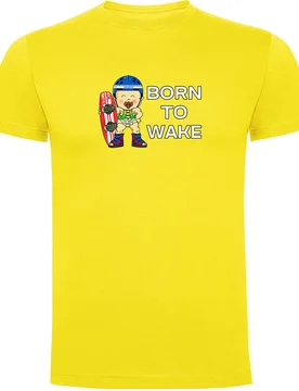 T-shirt à Manches Courtes Born To Wake Yellow M - Kruskis - FashionsVida