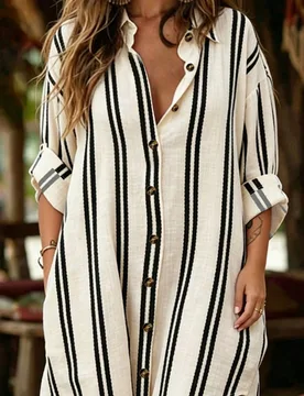 Vestido de mujer de gran tamaño, tejido, casual, para vacaciones, uso diario y oficina, sencillo y de moda para el verano 3XL - Shein - FashionsVida