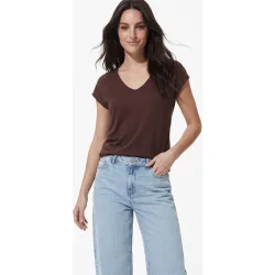 Camiseta de mujer de manga corta con escote de pico
