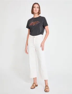 Vaquero recto de mujer sarga con costuras a contraste - Lola Casademunt - FashionsVida