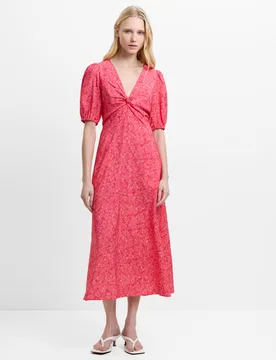 Ditsy Floral V-Neck Midi Tea Dress Pink Mix female - French connection - FashionsVida