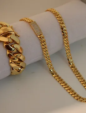 Men Necklace 20256 New Heavy Chains 18k gold plated Miami Cuban link chain Bracelet Fashion for men - Aliexpress - FashionsVida