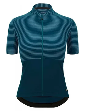 Maglia A Maniche Corte Colore Riga Teal - Santini - FashionsVida