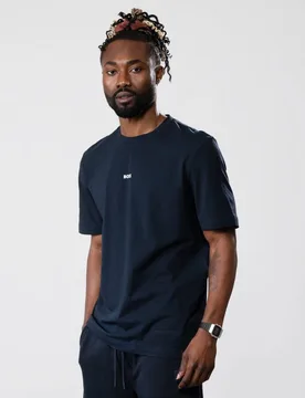 Tchup Mens Crew Neck Small Logo T-Shirt - Blue Cotton - Size X-Large - Boss Orange - FashionsVida