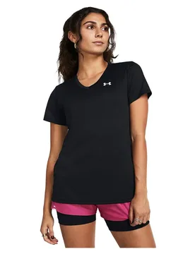 T-shirt à Manches Courtes Tech V Solid Black / White S - Under armour - FashionsVida