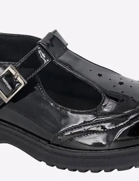 Kids Unisex Dina Buckle T Bar Juniors School Shoes - Black - Size Uk 4 - Cipriata - FashionsVida