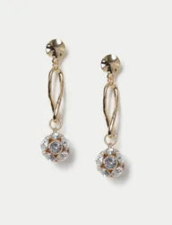 Twist Stick Ball Drop Earrings Gold female