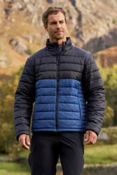 Deaks' Mens Padded Jacket With Zipped Pockets Water Resistant Coat Navy - Size Small