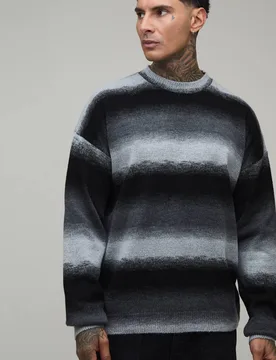 Herren Großer Entspannter Ombré Gestrickter Pullover Charcoal Größe Medium - boohooMAN - FashionsVida