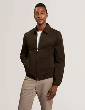 Regular Fit Cotton Rich Garment Dye Overshirt Olive male - Ted baker - FashionsVida