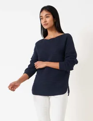Cotton Blend Textured Jumper Navy female