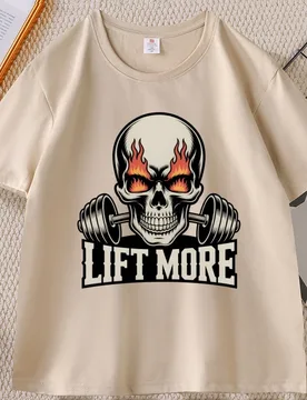 Flaming Skull Lift More T Shirt for Man Fire Eyes Gym T-shirt Casual Cotton Short-sleeved Tshirt Men's Clothing Ropa Hombre - Aliexpress - FashionsVida