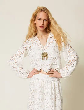 Blouse en macramé avec festons - TWINSET - FashionsVida