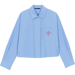 Camisa de mujer con espalda plisada y bordado