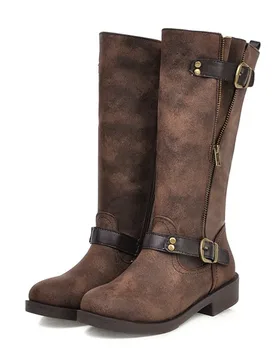 Women's Mid-Calf Boots Round Toe Thick Heels Inner Zip Spring Autumn Winter Fashion Ladies Black Brown Platform Long Boot D-52 - Aliexpress - FashionsVida