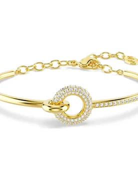 Bracciale rigido Dextera, Taglio Round, Bianco, Finitura oro 18K OS - Swarovski - FashionsVida