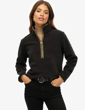 Superdry Damen Estate Fleecejacke mit Halblangem Reißverschluss Black - Größe: 40 - 94.99 - FashionsVida