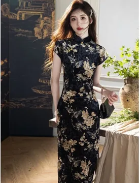 A new velvet light everyday Chinese-style elegant and fair short-sleeved dress - Aliexpress - FashionsVida